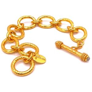 JULIE VOSS Catalina 24K Gold Plated Link Bracelet 6 1/4”